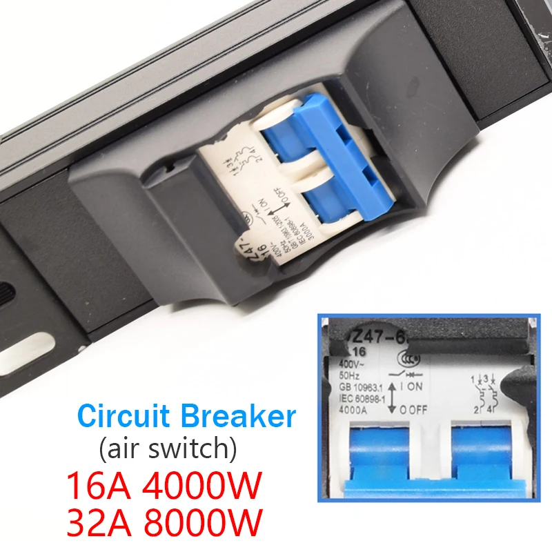 Cabinet Rack PDU Power Strip Distribution Unit 2-6 Ways UK Socket Digital Voltmeter Ammeter Wattmeter 16/32A 4000/8000W