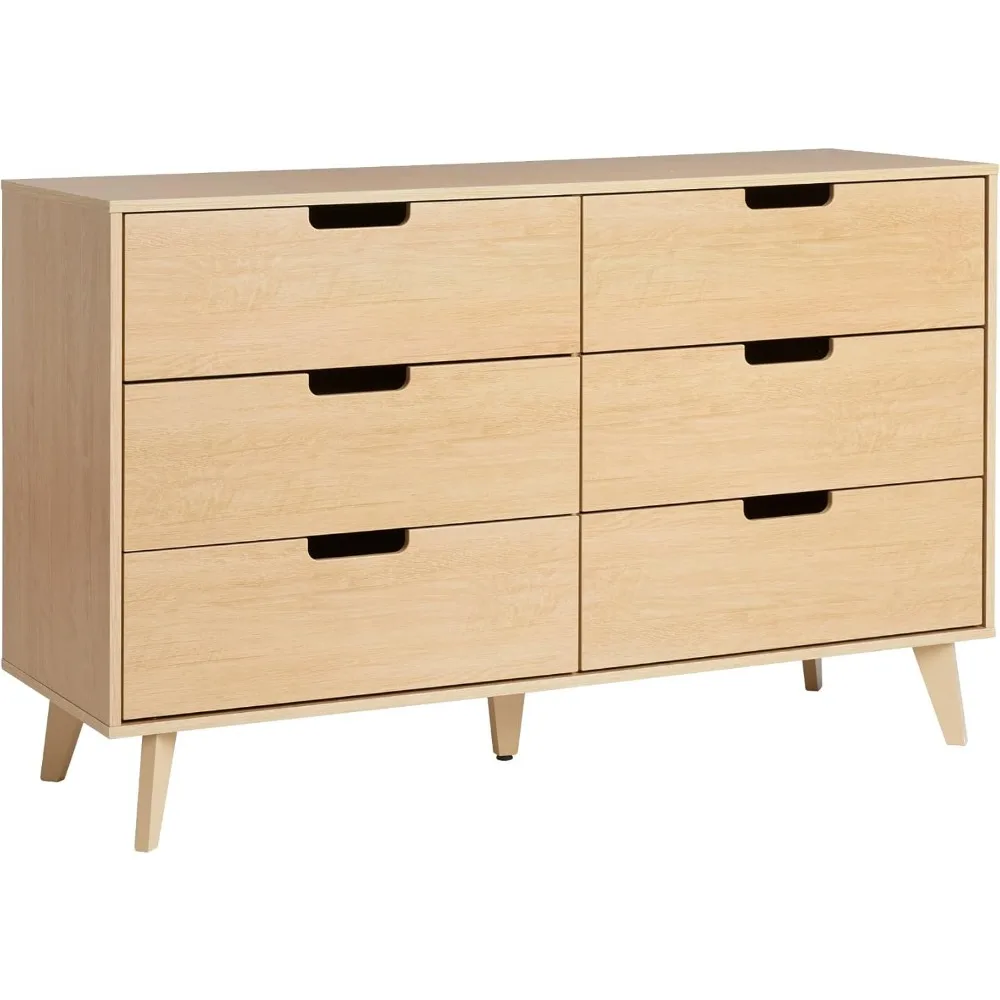 Modern 6-Drawer Dresser Bedroom Storage Organizer 52 Inch Home Furniture Bedroom Bedside Table