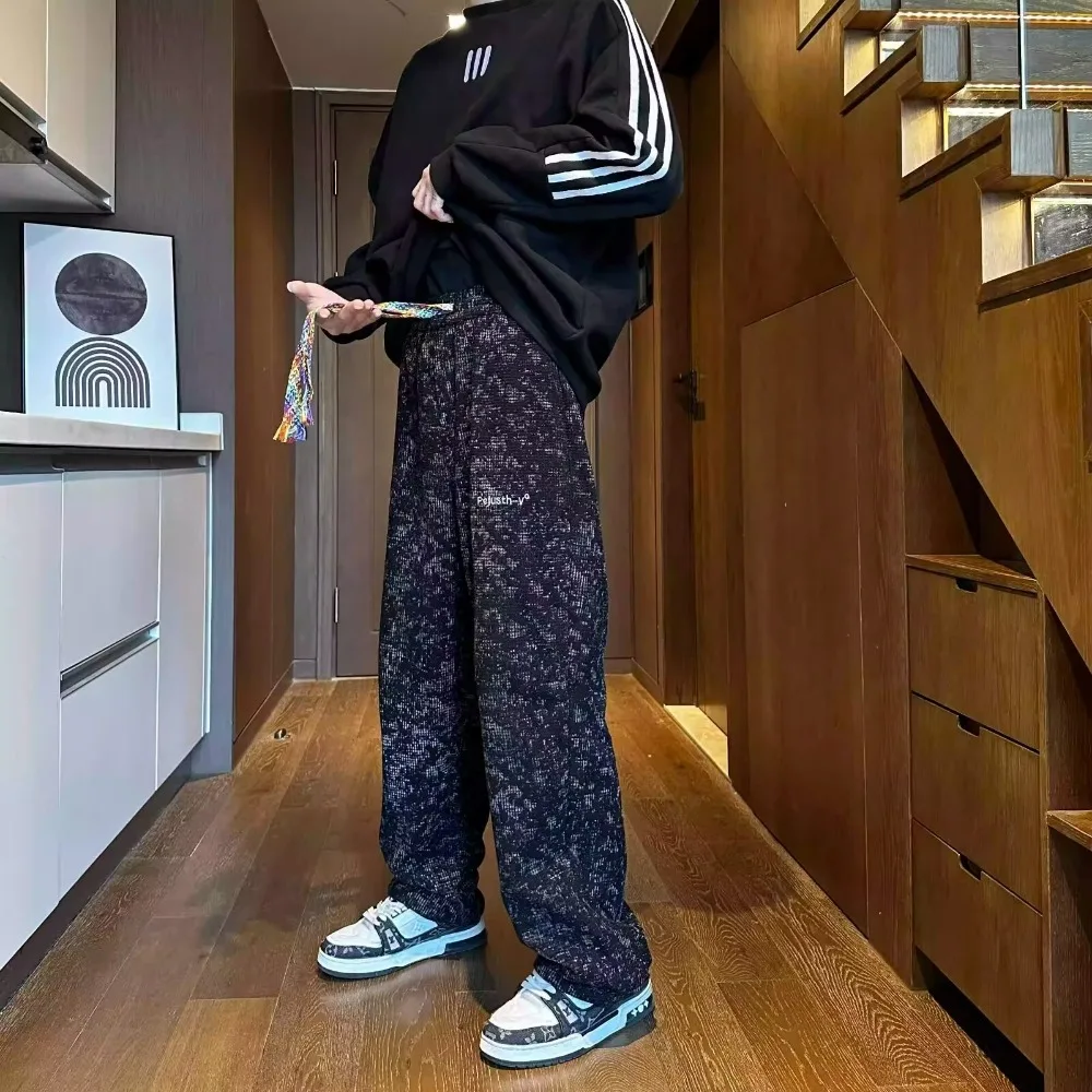 

Мужские повседневные брюки Starry Sky Tie-Dye, летняя модная коллекция, универсальные длинные широкие брюки, свободного кроя, стройнящие фигуру