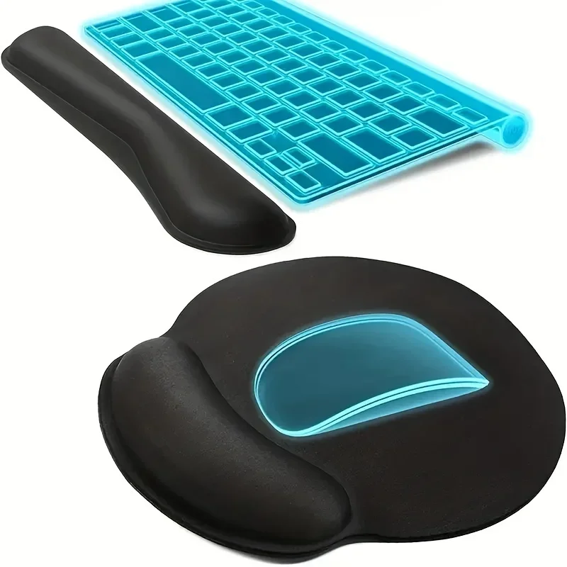 

2pcs/Set Memory Foam Keyboard Wrist Pad + Mouse Wrist Pad Set, Mouse Pad, Mouse Wrist Rest, Memory Foam, Easy Typing Pain Relief