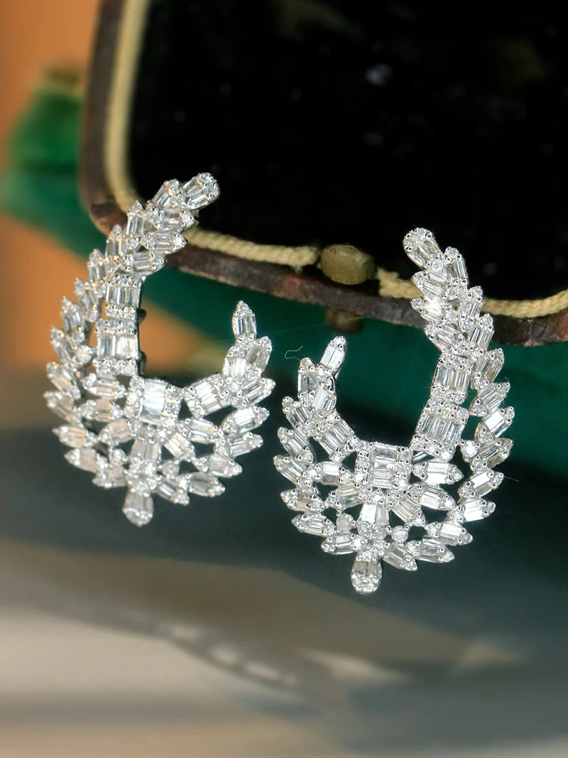 LUOWEND 100% 18K أقراط من الذهب الأبيض تصميم فاخر 1.0 قيراط أقراط الماس الطبيعي الحقيقي للنساء مجوهرات الحفلات العالية #2