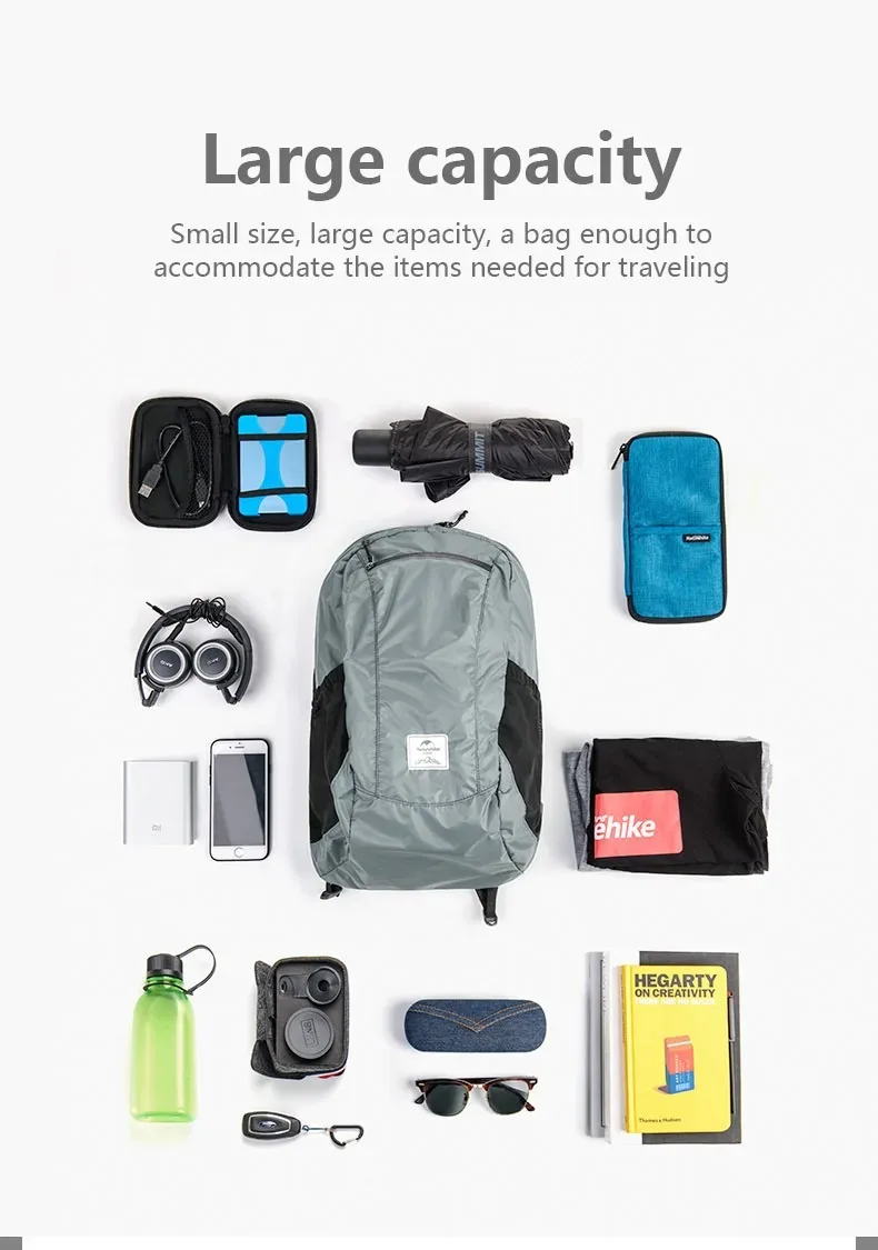 Naturehike Ultra Leichter 18L Camping Rucksack Tragbare Wasserdichte Nylon Taschen Mann Outdoor Wandern Sport Reise Rucksack – Detail 3