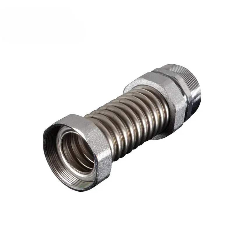 1PC Stainless Steel Central Air Conditioning Corrugated Pipe Iron Head Double Outer Wire Cold and Hot Explosion-proof Metal Hose