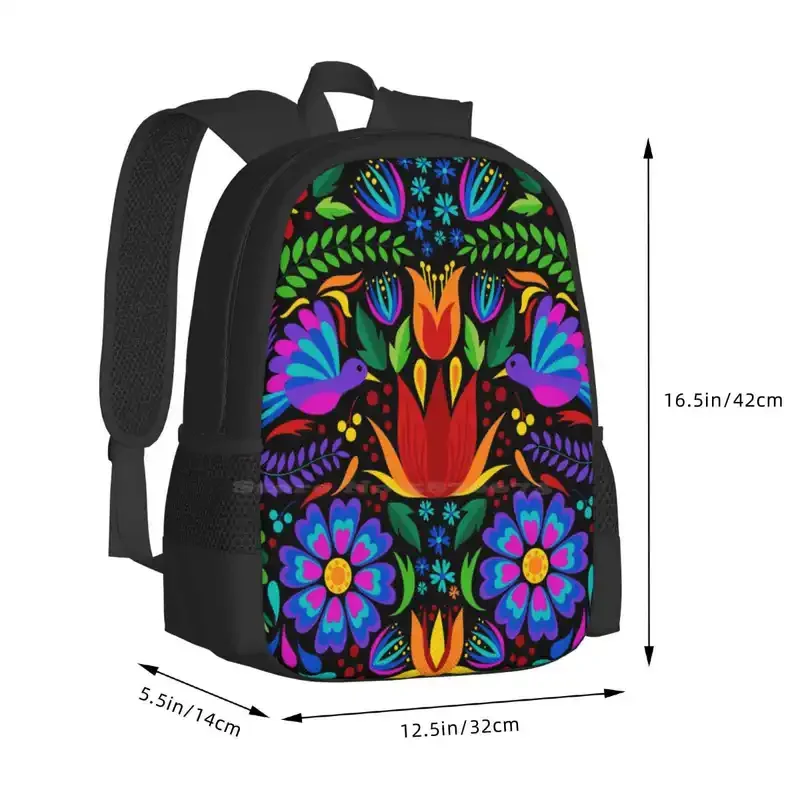 Otomi Borduurwerk Hot Sale Schooltas Rugzak Mode Tassen Mexico Kleurrijke Mexicaanse Kunstbloemen Mexican Otomi Otomi Bird Cute