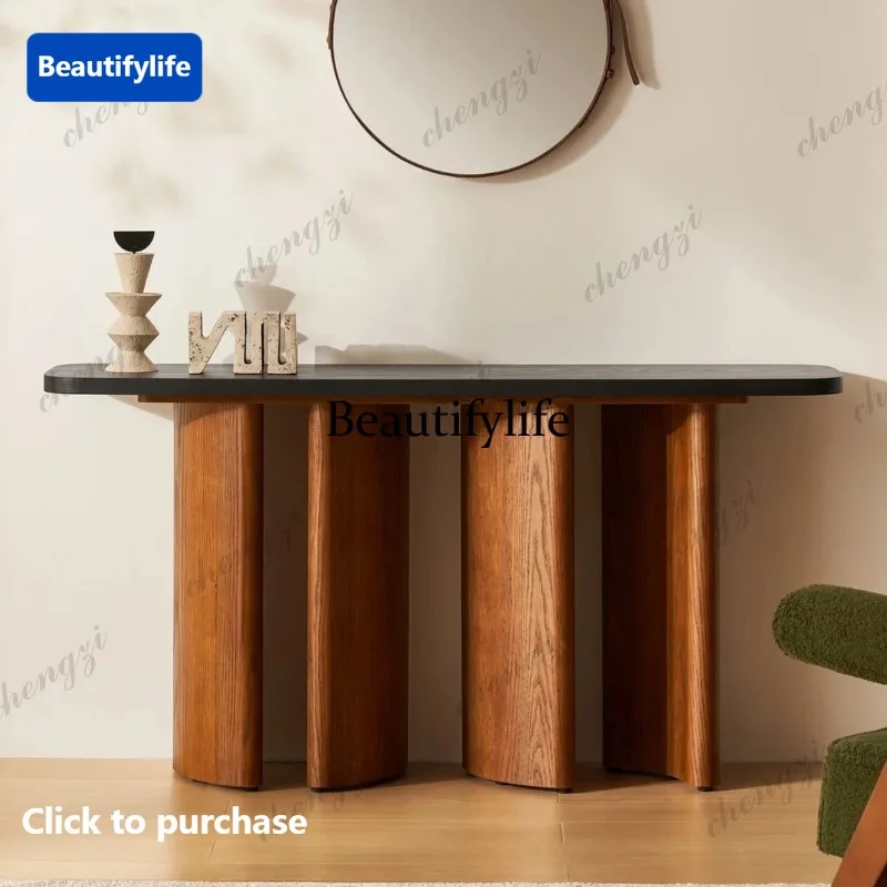 Mid-ancient style solid wood porch foyer decorative table living room sofa back several long tables
