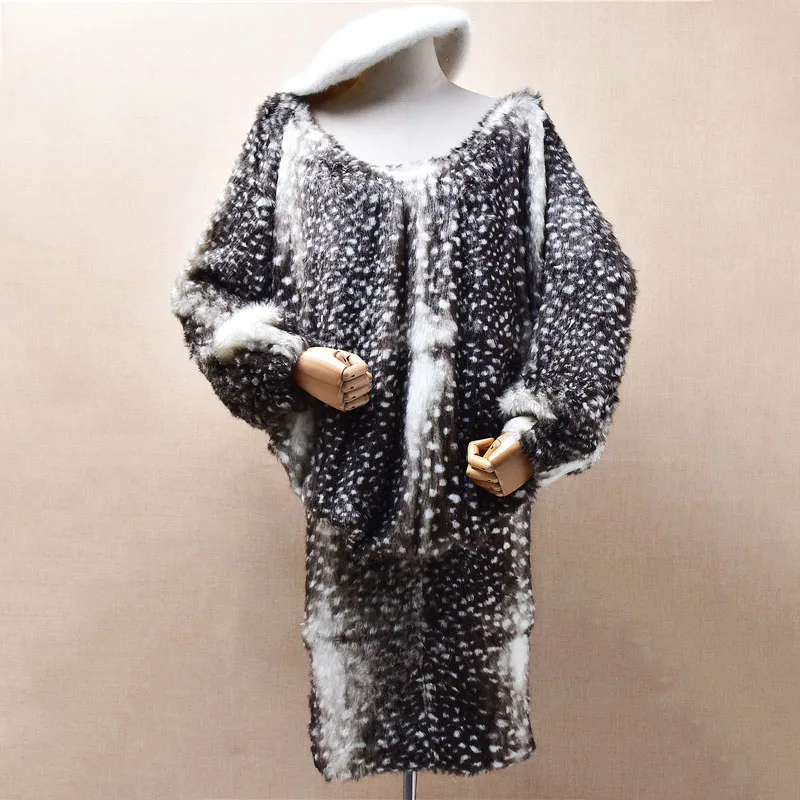 

Женская осенне-зимняя одежда Mujer, волосатый плюшевый искусственный мех, сексуальное модное платье-свитер средней длины с круглым вырезом, джемпер с хип-юбкой, топы