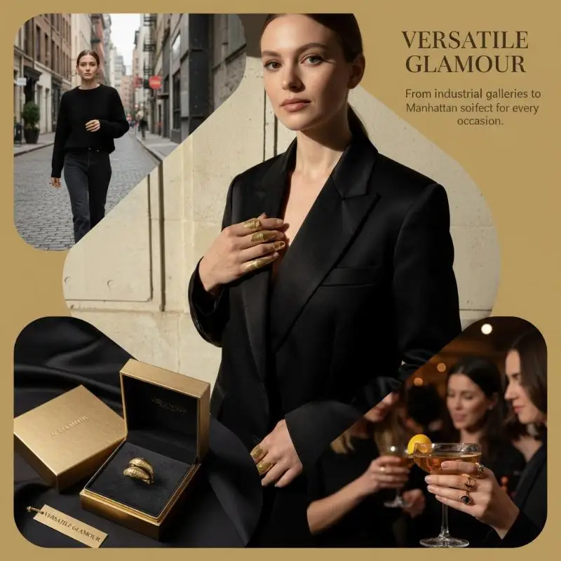 Golden Irregular Knuckle Ring Set for Women Minimalist Style Stackable Fashion Jewelry Chic Party Gift Accessory