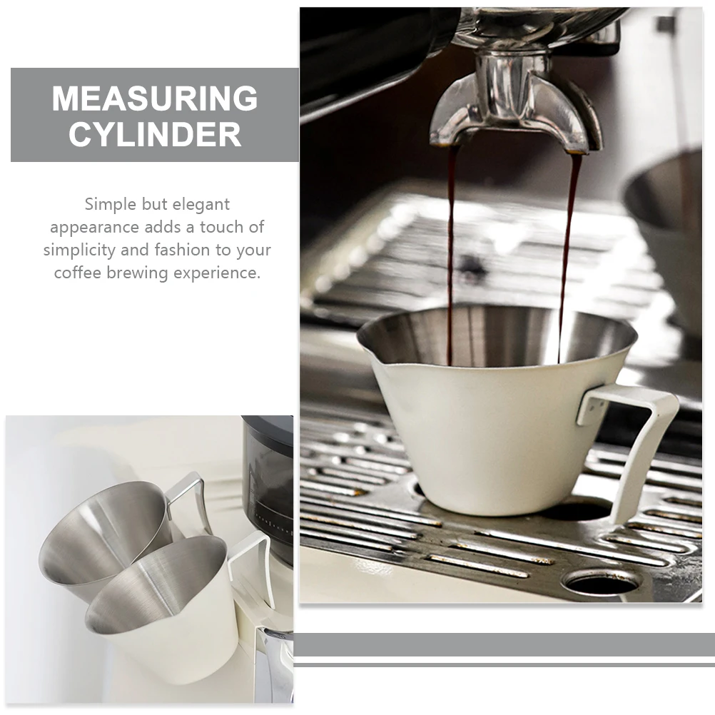 

Stainless Extraction Cup 100ML White Espresso Pour Measure Cup with Spout for Home Use Precise Brewing