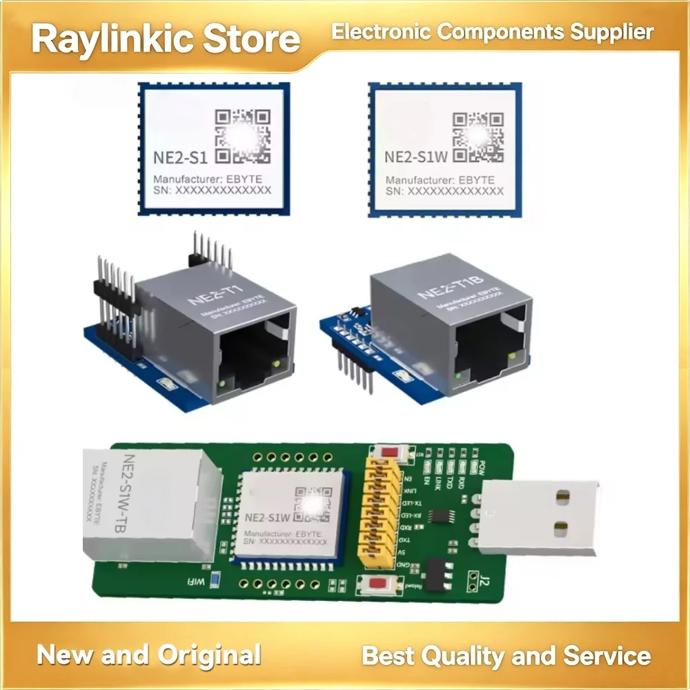 EBYTE NE2-T1 NE2-S1W NE2-T1M NE2-T1 NE2-T1B Serial to EthernetModule 10/100M Modbus TCP/UDP/MQTT 2-Port Socket RJ45 Test Board