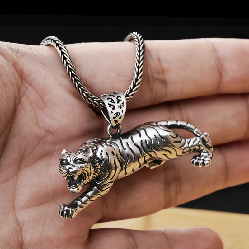 Dominierender Tiger-Anhänger für Männer, Schmuck, glückliches Sternzeichen, Tier-Design, Halskette, männliches Halsband-Zubehör