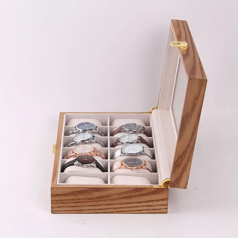 Wooden Watch Box Storage Box Vintage Wood Grain Mechanical Watch Storage Box Collection Display Dustproof Case Customizable Logo