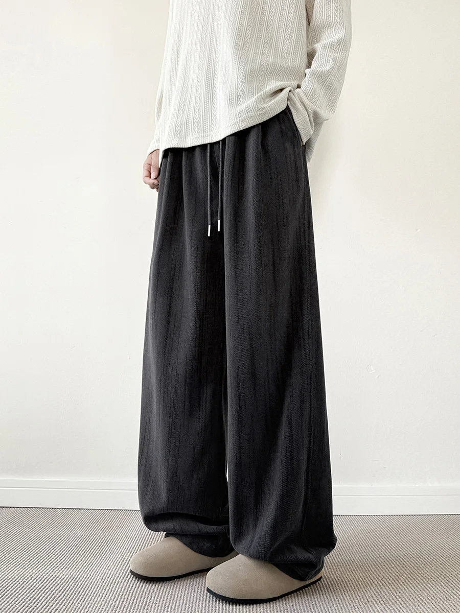 

Мужские повседневные бархатные брюки American Sle, свободные зимние прямые брюки, удобные широкие модные длинные брюки