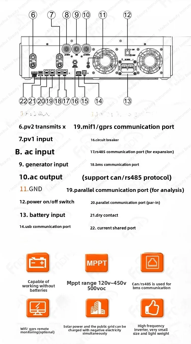 Inversor SPF6000ES PLUS Pure Black Wave, inversor fora da rede 6000W
