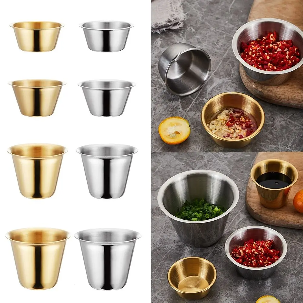 

304 Stainless Steel Seasoning Dish Mustard/Salad/Tomato Fries Ketchup Sauce Cup Multifunctional Silver Gold Condiment Container