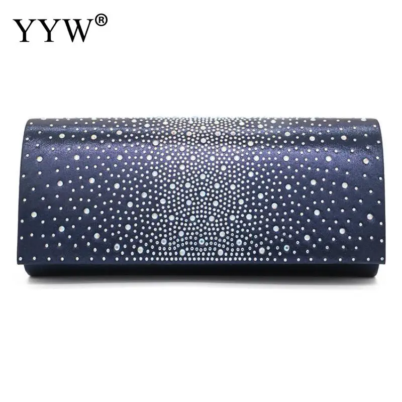 Women Satin Evening Bag Fashion High Design Rhinestone Women's Prom Evening Bag Wedding Party Catwalk One Shoulder Clutch Wallet