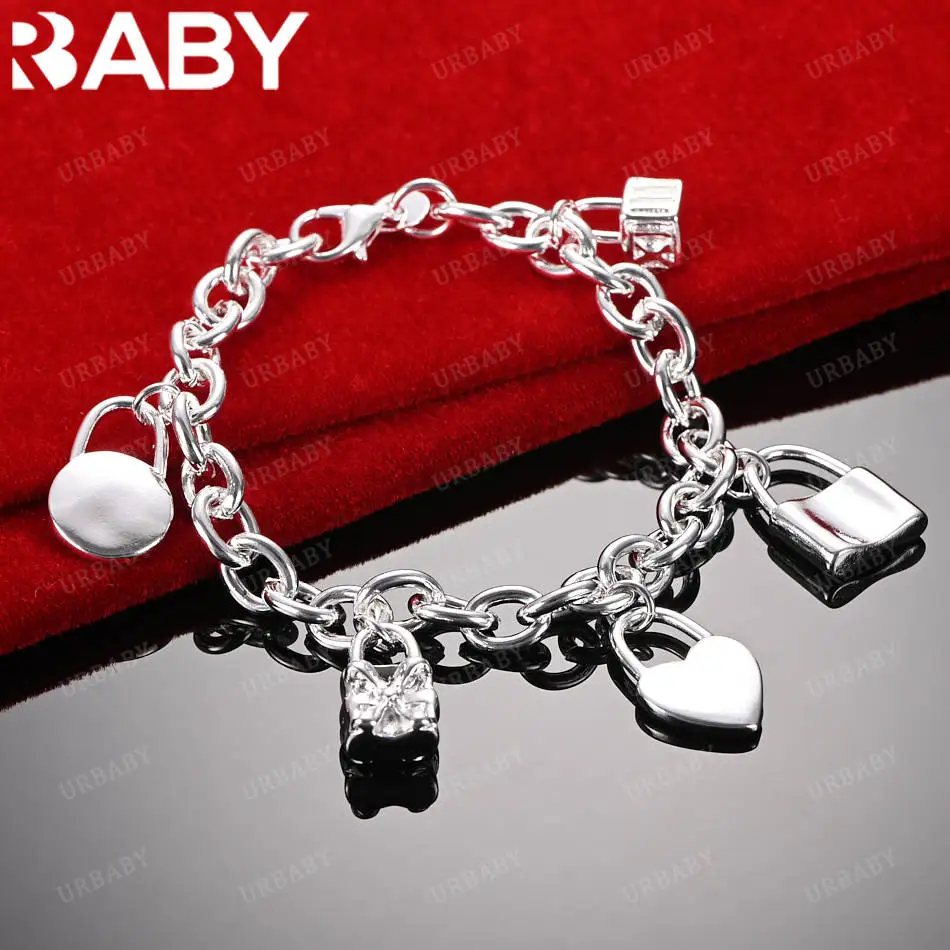 URBABY 925 فضة تصميم سوار للنساء الرجال الأزياء والمجوهرات سحر نعمة نوبل اكسسوارات الزفاف