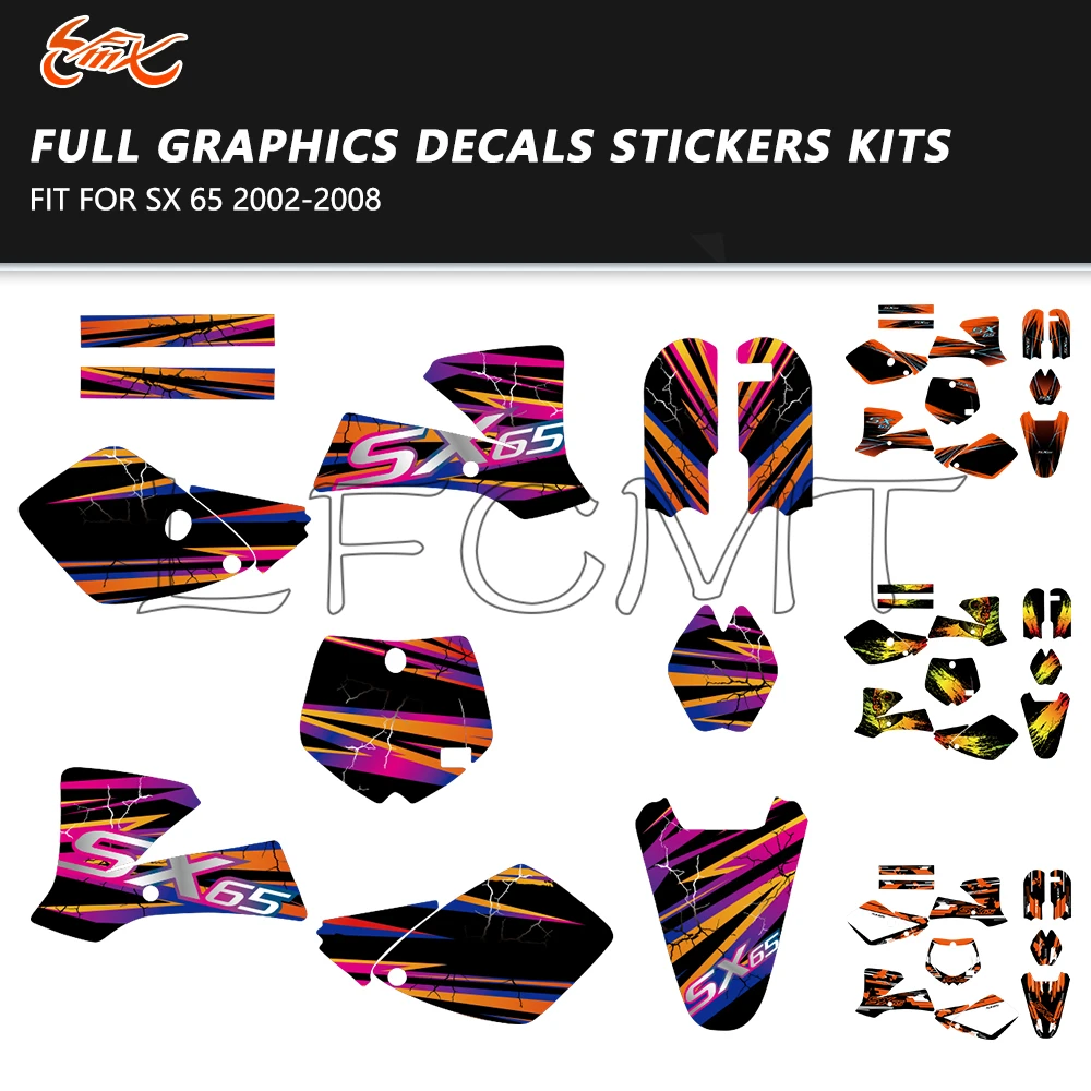 

Motorcycle Fairing Decor Full Graphics Decals Stickers Kit Fit for SX65 SX 65 2002-2008 2003 2004 2005 2006 2007