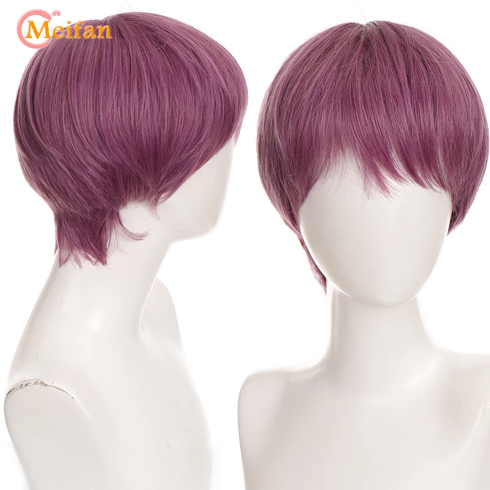 MEIFAN Synthetic Short Cosplay Lolita Anime  Men Wig Male Straight Hair High Temperature Fiber Long Ponytail Light Blonde Wig