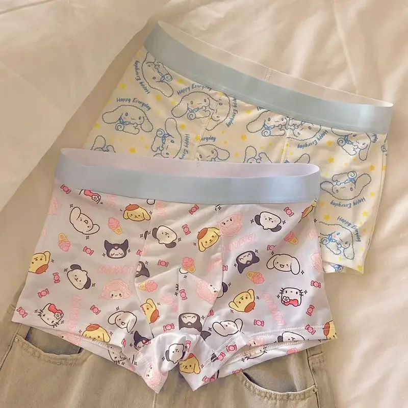 Мужское нижнее белье Hello Kitty, бесследные антибактериальные шорты-боксеры из ледяного шелка, милые спортивные розовые боксеры с героями мультфильмов, подарок бойфренду
