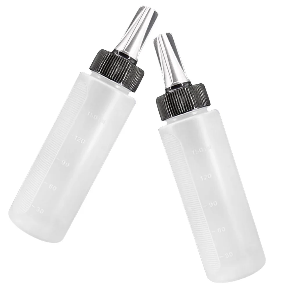 

2pcs Applicator Bottle with Scale Durable Squeeze Leak Proof Empty Applicator Bottle for Hairdressing Beauty Treatment