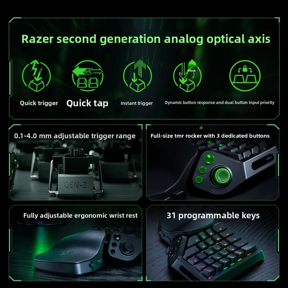 NewRAZER Tartarus V2 Pro Gaming Keypad Wired 8000Hz Programmable Keys 2nd Gen Analog Optical Switch TMR Joystick RGB for APEX