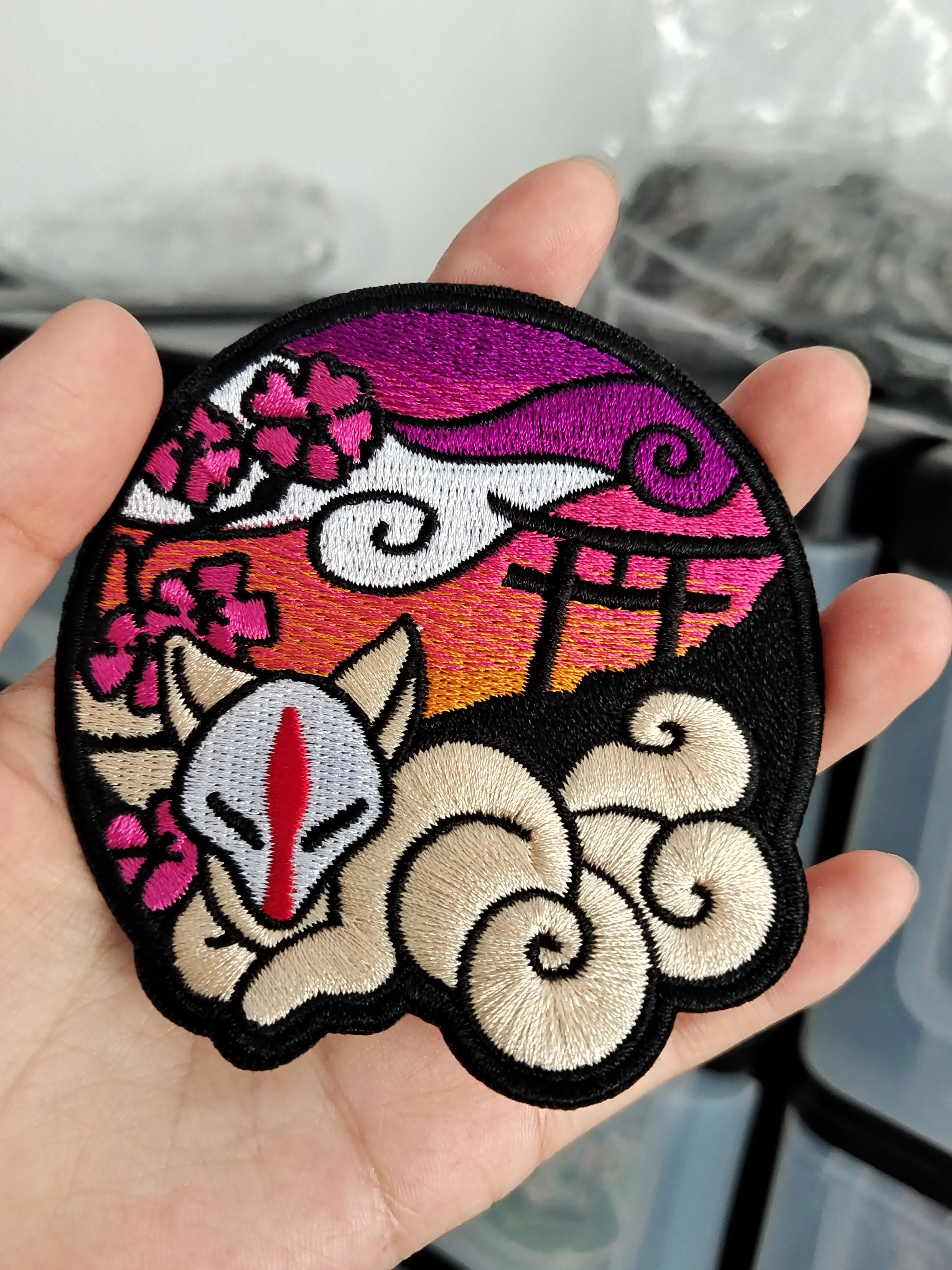 Shrine of Inari Kitsune Fox Embroidery Patches for Clothes Jacket Jeans Appliques Anime Clothing Badges Iron on Patch