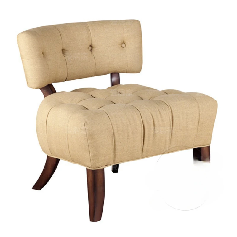 

Sofa chair, solid wood buckle fabric leisure chair, single person sofa chair