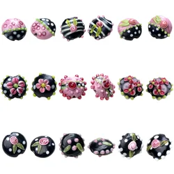 2PCS/Lot 18MM Oval Engraving Retro Handmade Lampwork Glass Beads For Crafts Charm Bracelets/Earring/Necklace DIY Jewelry Making