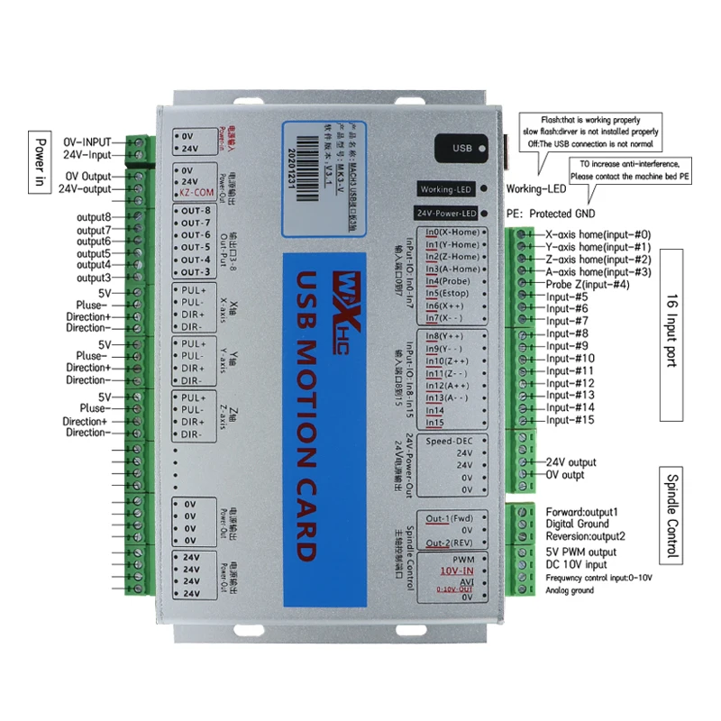 TopElec XHC MKX-ET Ethernet USB Mach3 Breakout Board 3 4 6 Axis Motion Control Card 2MHz Support For CNC Engraver Stepper Servo