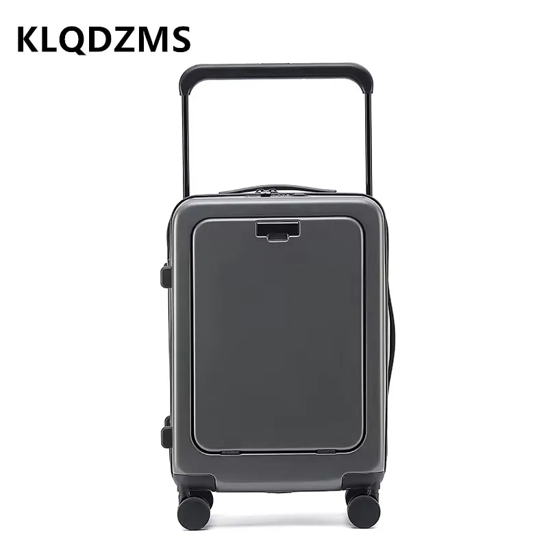 

KLQDZMS Laptop Luggage 20 Inches Front Opening Boarding Box USB Charging Trolley Case Universal Wheel Rolling PC Suitcase