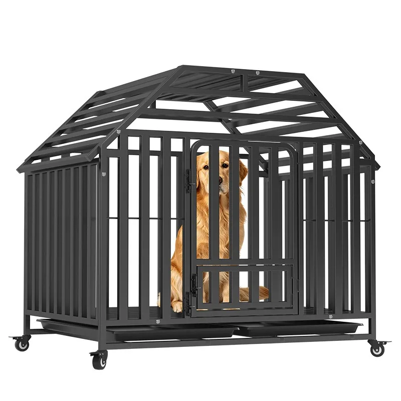 Large Dog Golden Retriever Indoor Family Dog Villa, Universal Wheel with Tray