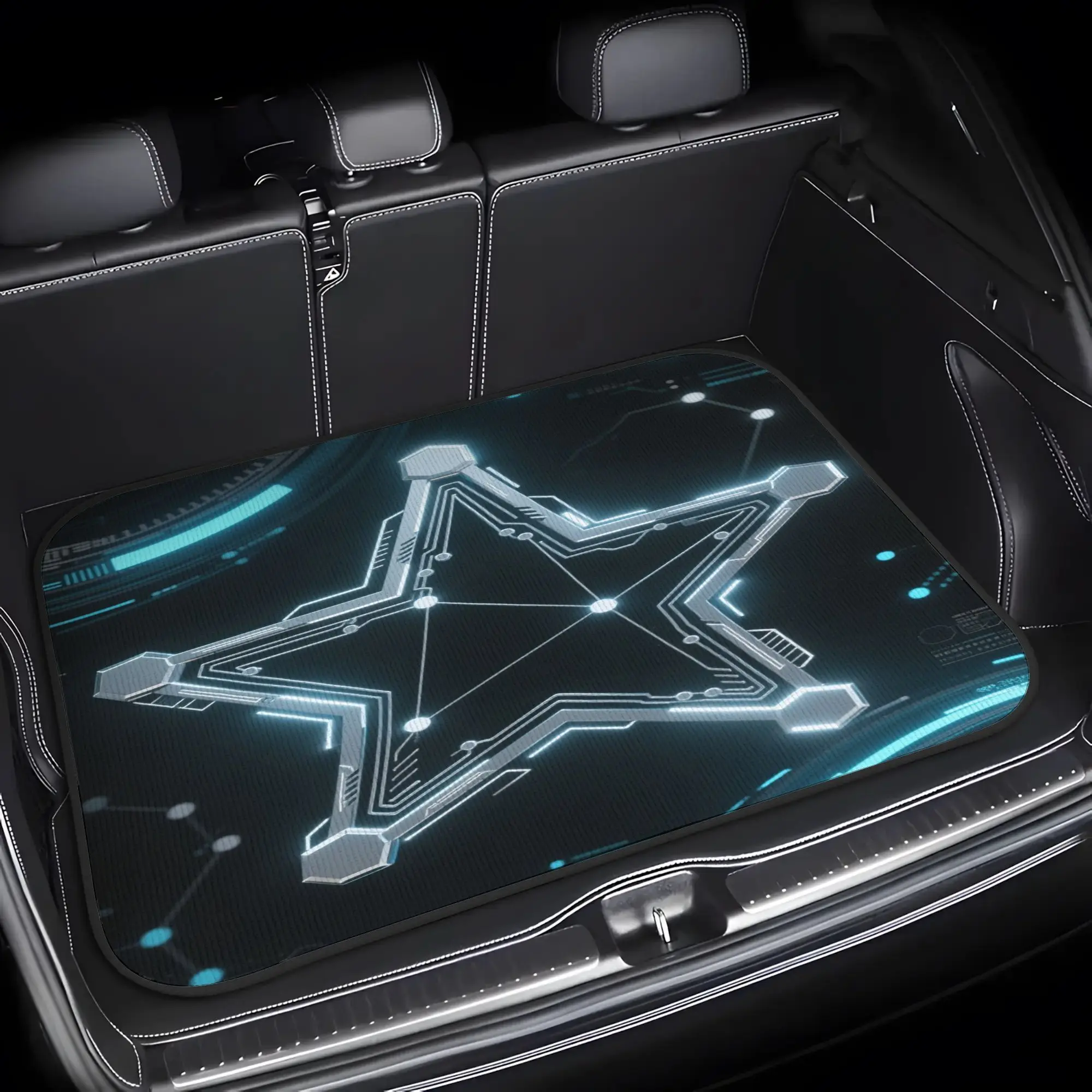 1pc, Cargo Liners 1pc Future Star Technology Glow Pattern Car Trunk Mat - All-Season Durable Cargo Liner, High-Quality Auto Acce