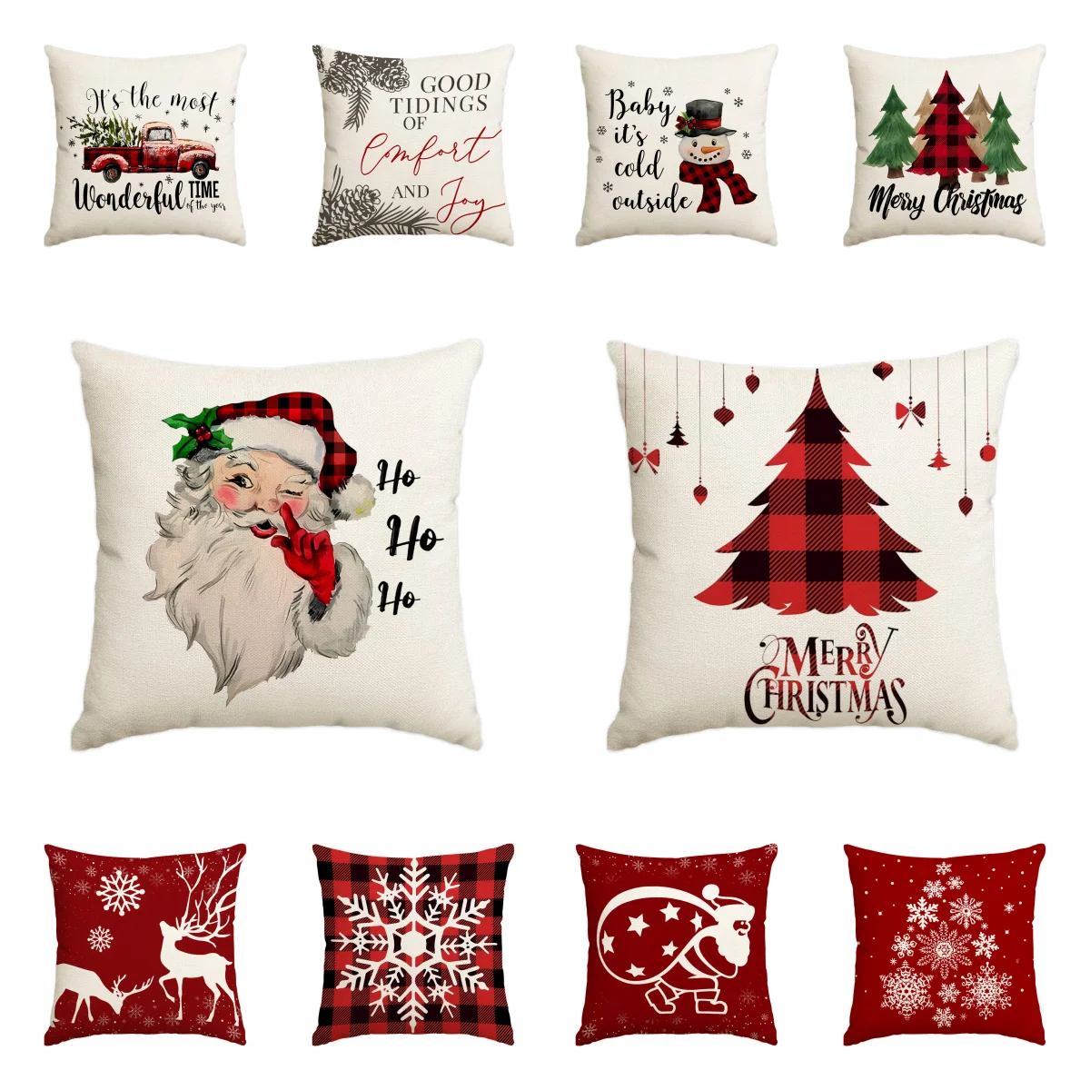 1 Weihnachts-Kissenbezug, Weihnachten, Senior, Schneeflockenbaum, bedruckt, quadratischer Kissenbezug, Weihnachtsdekoration (ohne Kissenkern)