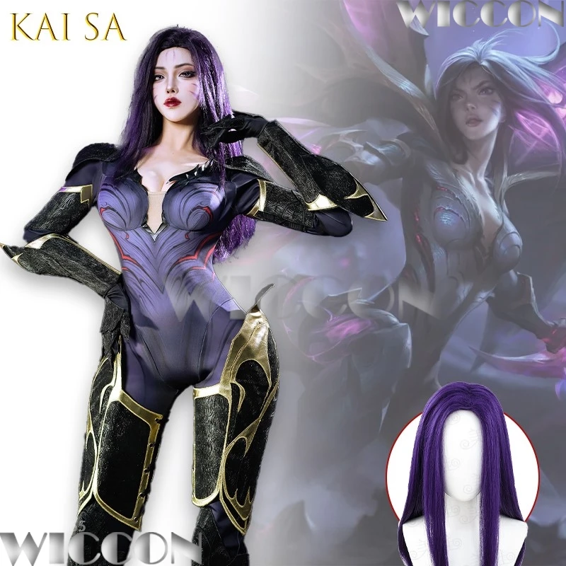 Traje de juego de Cosplay de Anime KaiSa, traje de Anime para mujer, peluca de Cosplay de alta calidad, fiesta de pelo, Halloween, Carnaval de Navidad para adultos