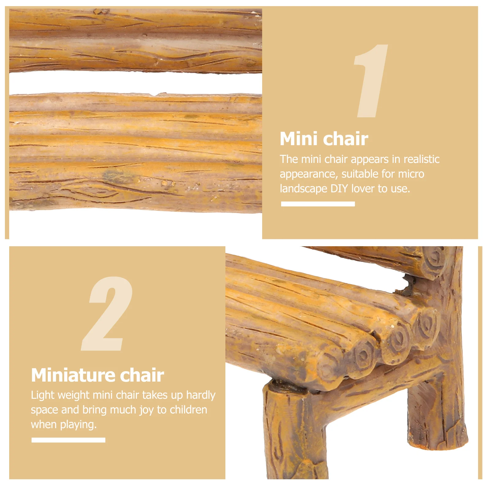 

Miniature Chair With Backrest For Micro Garden Decor, Mini Chair Phone Stand, Fairy Village Accessories, Christmas Miniatures