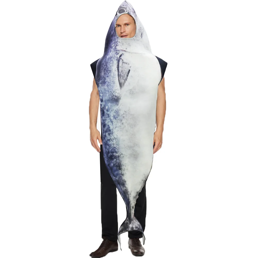 Zawaland Cosplay Animal Costume Adult Men Outfits Halloween Party Costume Realistic Printing Funny Fish Performance Clothing