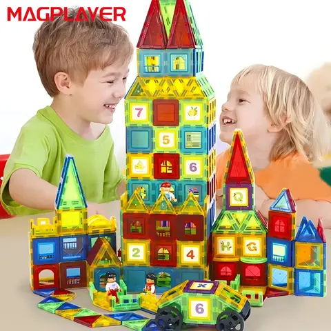 Magplayer Magnetic Building Blocks Set da costruzione Gioco Magnete Piastrelle Bambini Montessori Giocattoli educativi per Kid Boy Girl Gift