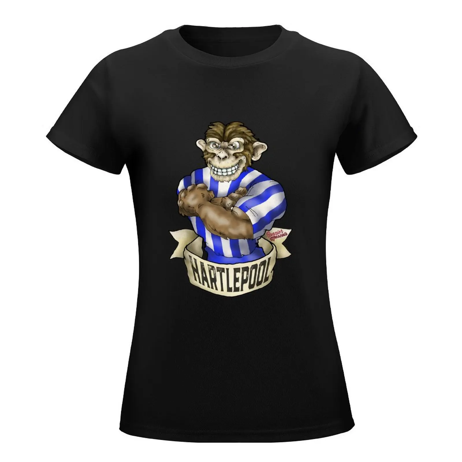 Hartlepool United Monkey Mascot T-Shirt cute clothes summer top Short sleeve tee Aesthetic clothing black t-shirts for Women