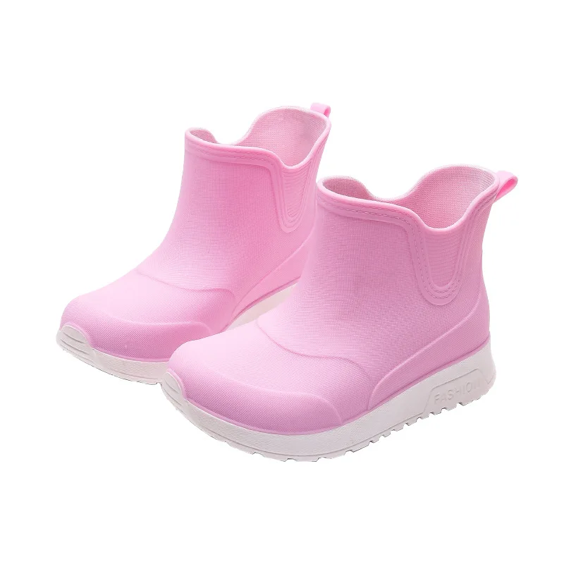 Kid's Rain Boots Anti Slip Waterproof Water Boots Boys Girls Solid Slip on Rubber Shoes Versatile Outdoor Children's Sneakers