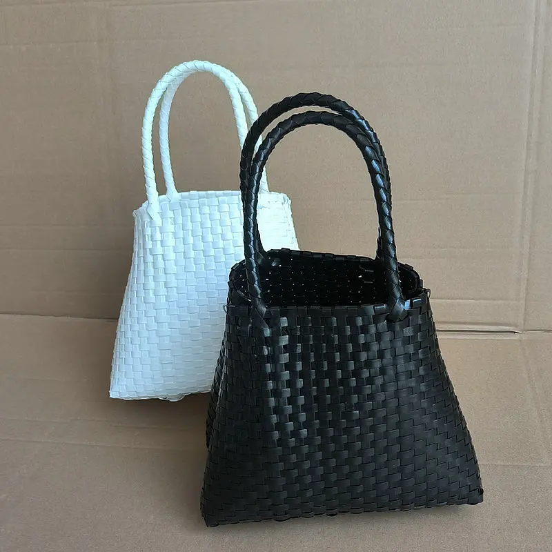 

Новая женская тканая сумка на плечо, модная легкая полиэтиленовая тканая сумка, милая милая сумка ручной работы, одинаковая сумка для покупок для взрослых девочек