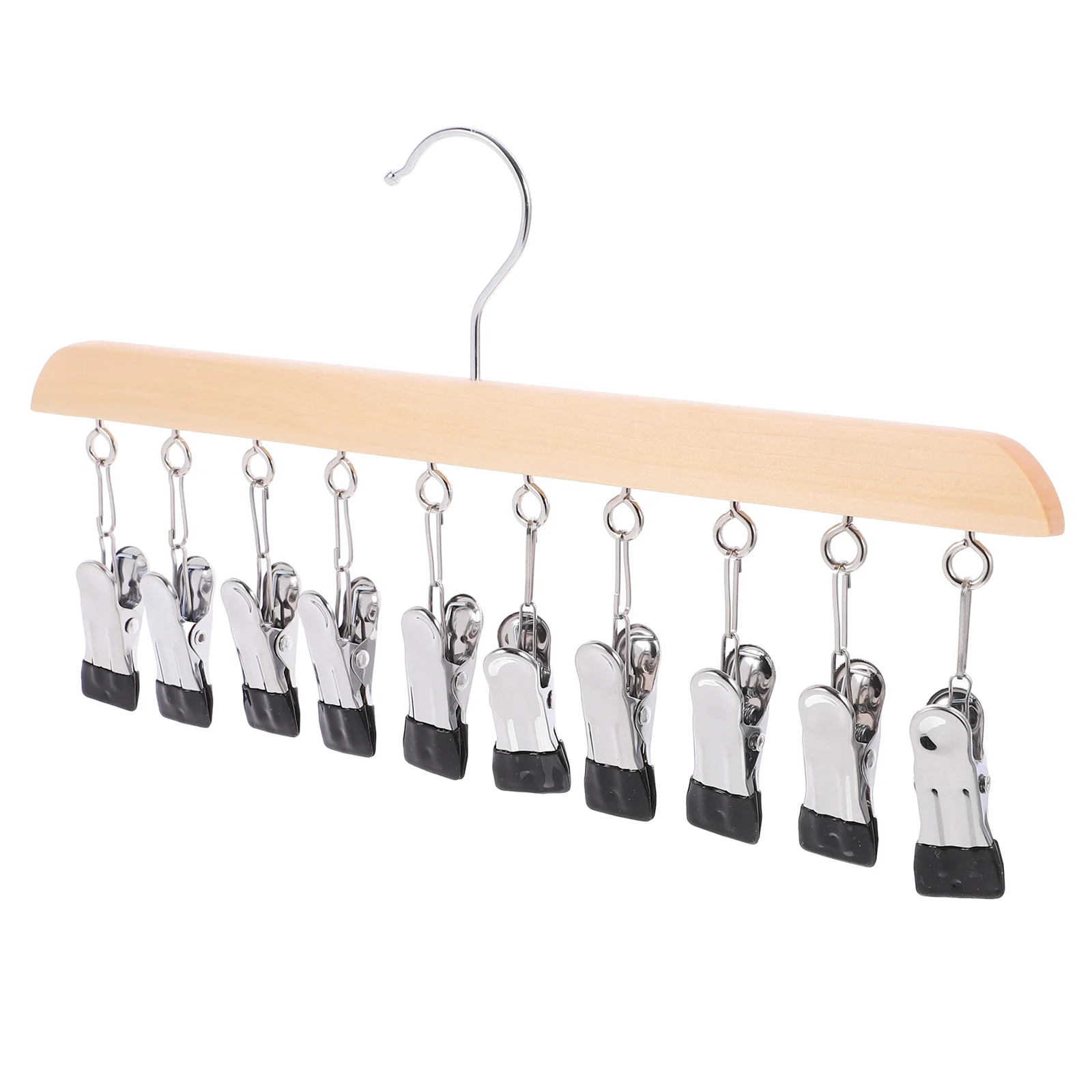 

Solid Wood 10 Clips Hanger Drying Rack for Socks Underwear Hats Shirts Laundry Organizer Home Balcony Closet Storage