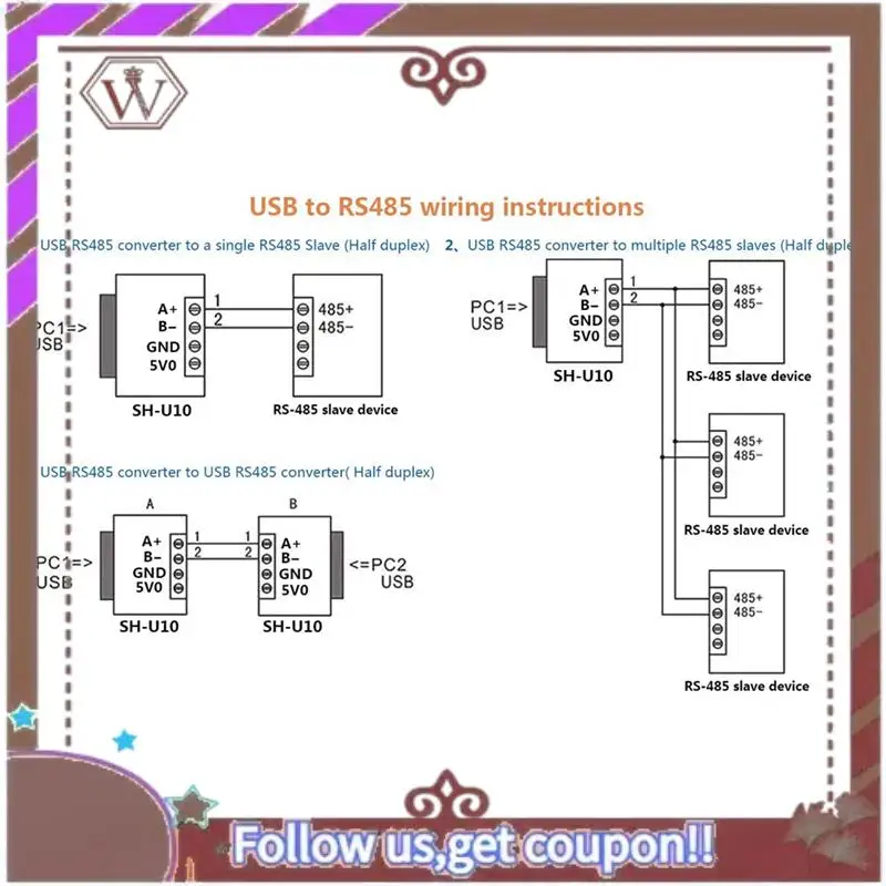 Latest 3X USB To RS485 Communication Module Bidirectional Half-Duplex Serial Line Converter