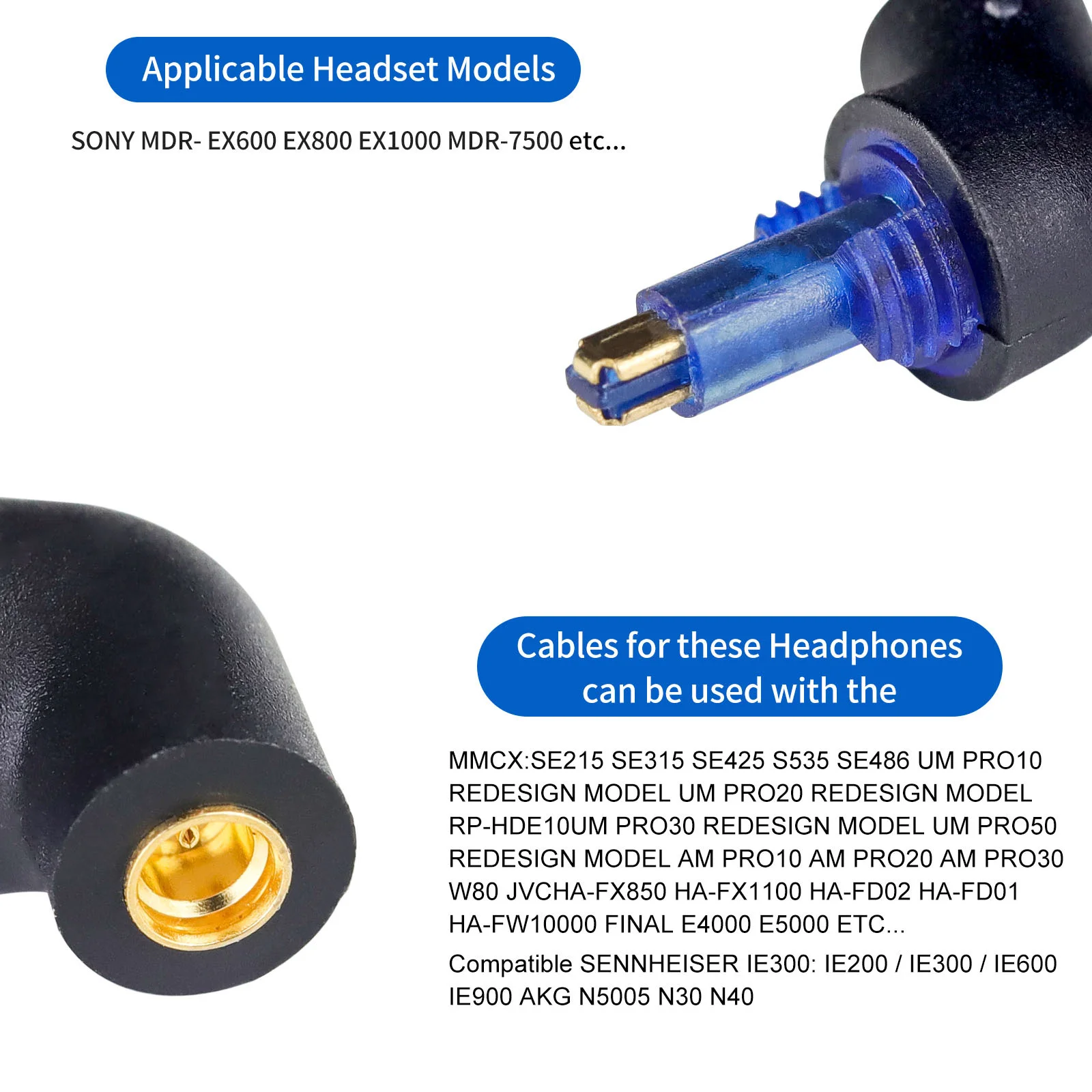 OKCSC MMCX/IE300/SONY M7 Female to SONY EX600 Male Connecter HIFI Earphone Adater for SONY MDR EX1000/EX800/EX600/MDR 7500 etc