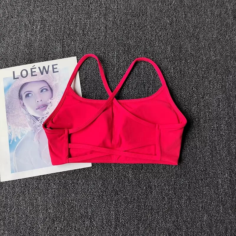 Colorful Strappy Sports Bra with Sexy Crisscross Back, Light Support & Quick-Dry Fabric, Ideal for Summer Workouts and Layering view 4