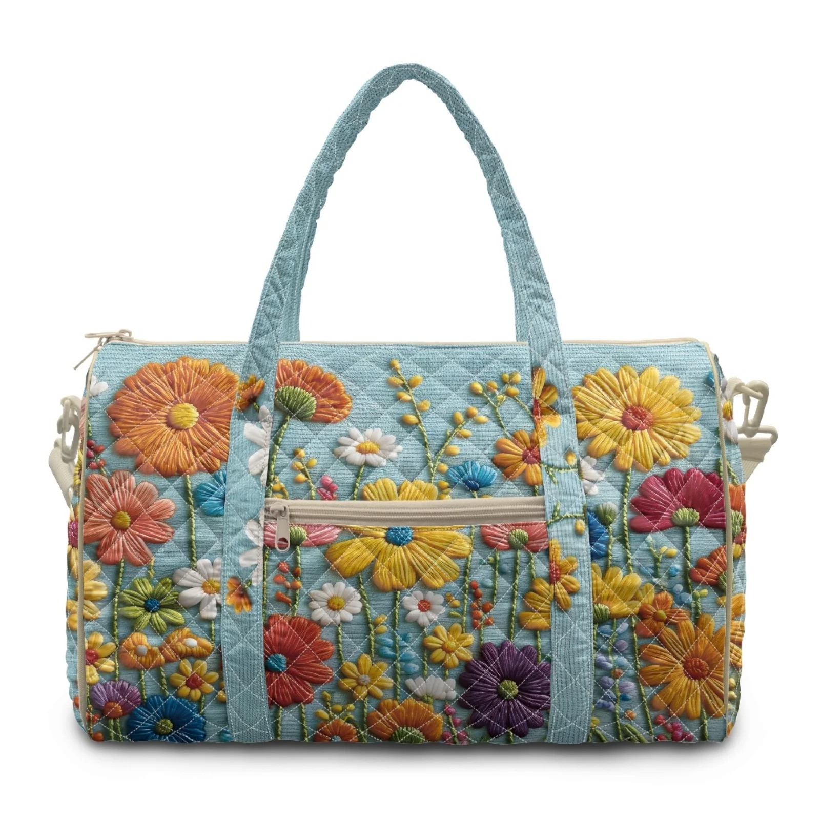 Coloranimal Embroidered Floral 2026 New Travel Duffel Bags Polyester Adjustable Strap Gym Bag for Women