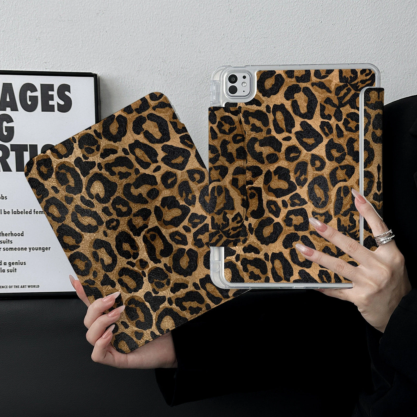 French Multiple Style Leopard Y2K Y-Fold Cover For iPad Pro 13 11th M5 M4 12.9 A16 10 8 7 9th 10th Air 11 M2 M3 Mini Tablet Case