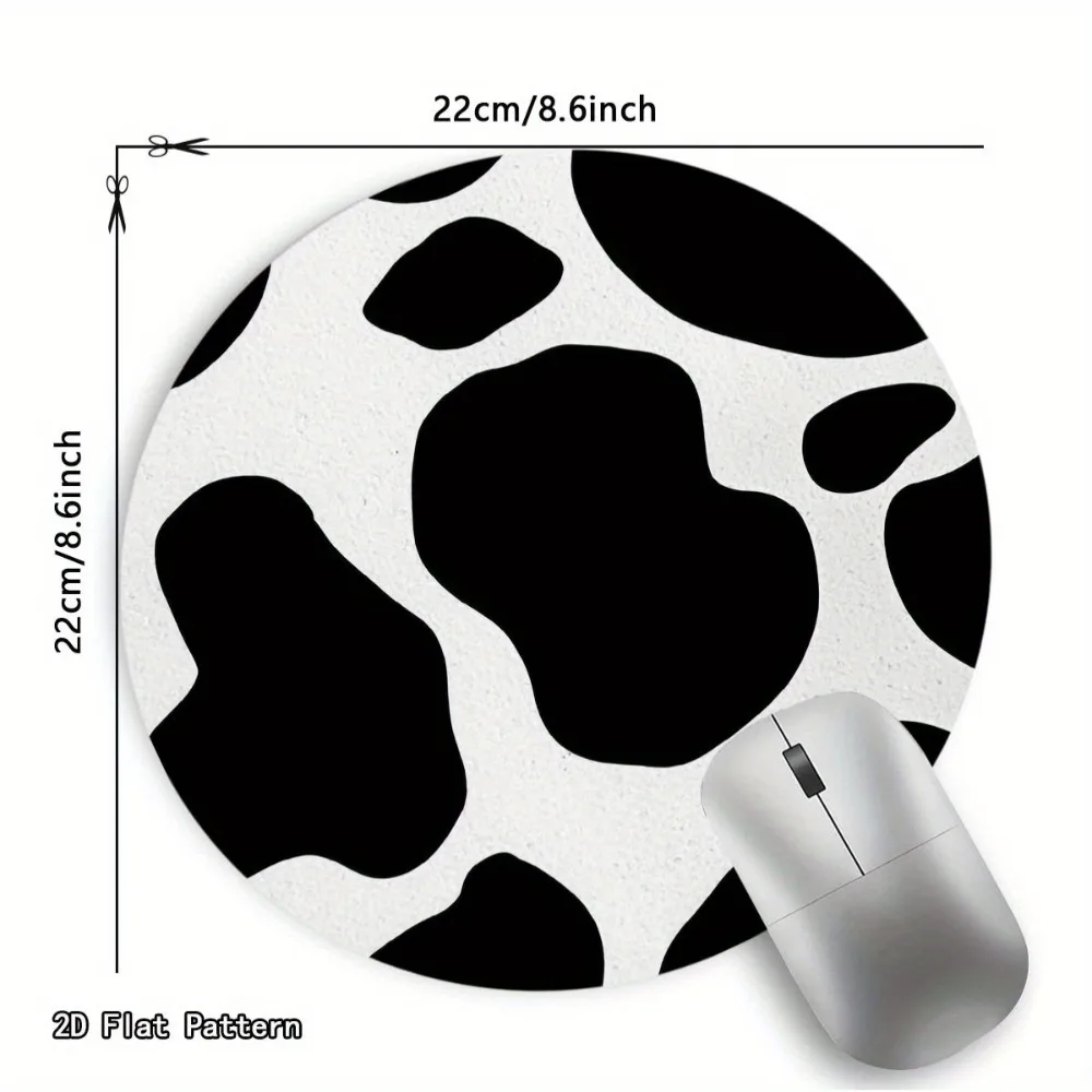 Alfombrilla de ratón redonda Premium con diseño blanco y negro, Base de goma antideslizante, almohadillas portátiles para escritorio de oficina, accesorios para ordenador portátil y PC