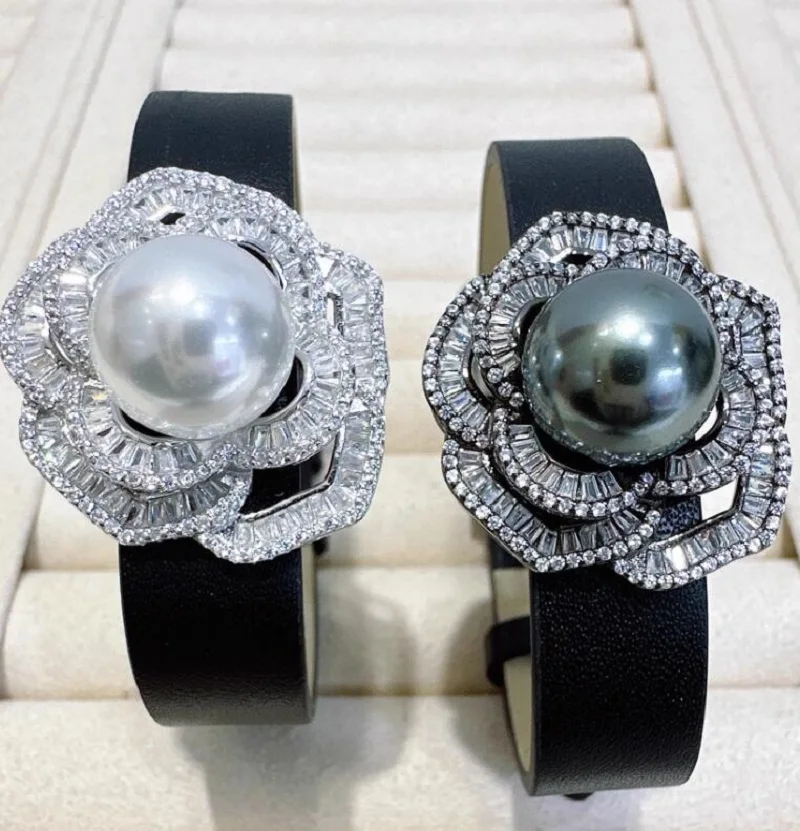 

Новый дизайн, настоящие красивые ювелирные изделия Akoya, браслет из натурального белого и черного жемчуга диаметром 10-11 мм