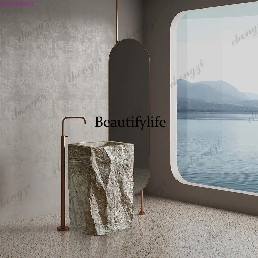 PPP Wabi Sansan artificial stone column basin outdoor courtyard floor-to-ceiling sink