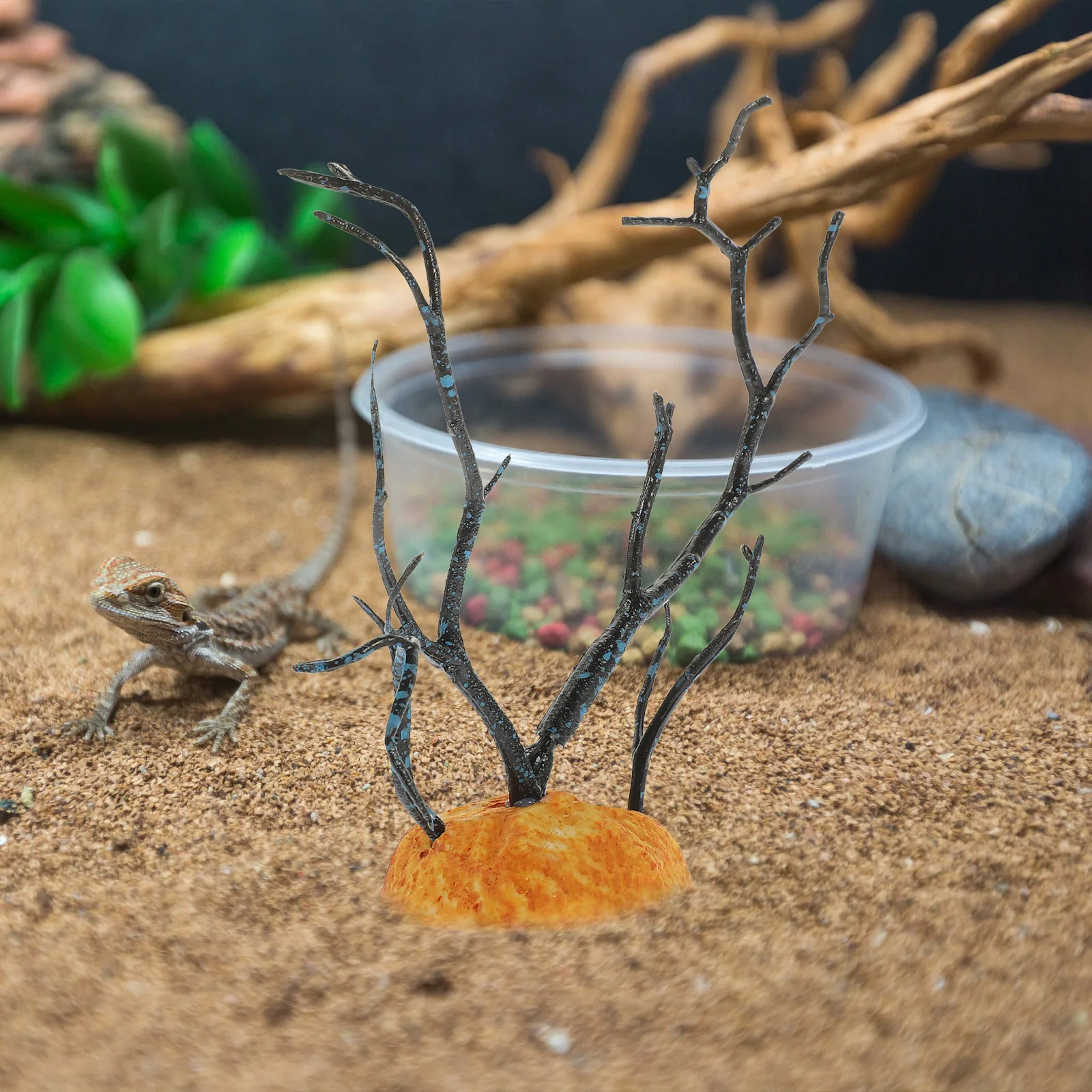 

Artificial Fake Plant Decor For Reptile Terrarium Habitat Tank Fish Aquarium Green Plastic Simulation Plants With Stable